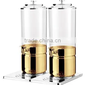 Two Tanks Gold Color Stainless Steel Buffet Fruit Juice Dispenser thumbnail-2