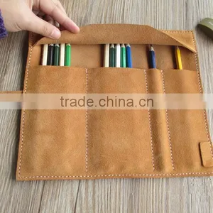 Vintage Style Cow Leather Cosmetic Organizer Bag Large Capacity Pen Holder Organizer thumbnail-6