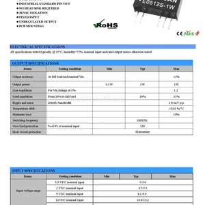 Fixed Input and Unregulated Dual Voltage Output Isolated DC/DC Converter thumbnail-2