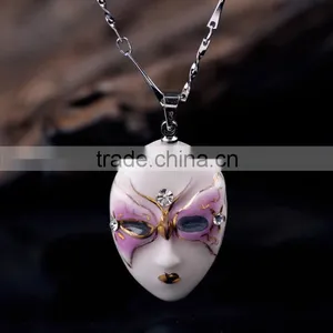 Phantom of the Opera Enamel Famille Rose Porcelain Glazed Pendant Necklace thumbnail-1