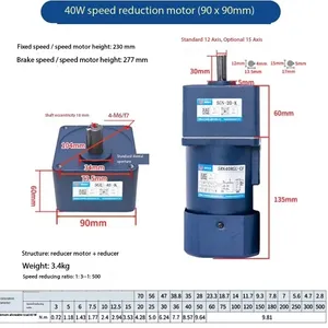 40W Constant Speed Engine 100% Pure Copper AC Induction Motor Fixed Speed Motor 1400rpm thumbnail-1