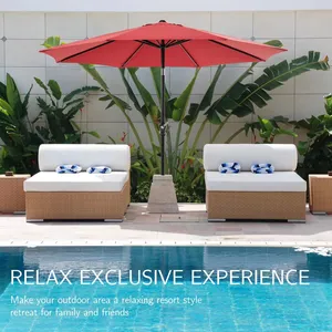 Windproof 9FT Garden Umbrella UPF50+ Polyester Tilt Crank Patio Outdoor Wholesale OEM Customized thumbnail-1