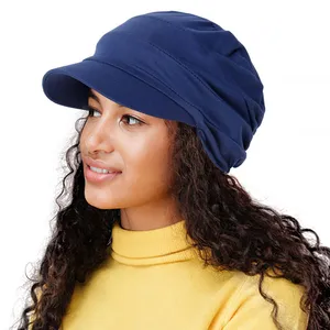 Wholesale Ramadan Stripe Crinkle Turban Hijab Hats Beanie Long Tail Head Wraps Elastic Muslim Hats Breathable Chemo Cap For Women Girls thumbnail-5