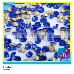Hotfix Glass Chaton Sapphire Pointback Chaton for Wedding Dress Decoration thumbnail-1