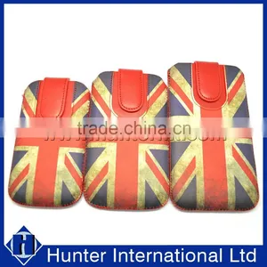 UK Flag Design Genuine Leather Flap Universal Pull Up Pouch thumbnail-6