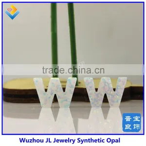 Fire White Op17 Letter W Pendant With Synthetic Opal Pendant/charm for Making Jewelry thumbnail-1
