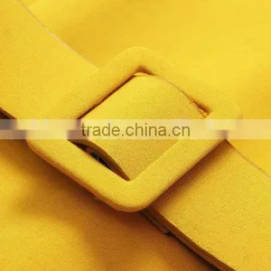 Hot Selling Fashion Causal Yellow Dress With Belt for Ladies thumbnail-4
