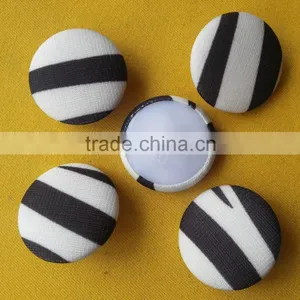 Black and White Strips Fabric Covered Shank Button -- F1508 thumbnail-2