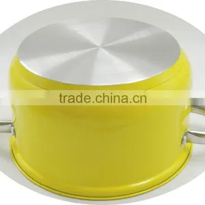 Low Cost Yellow Painting Exterior Stainless Steel Pot Kitchen Utensil thumbnail-3