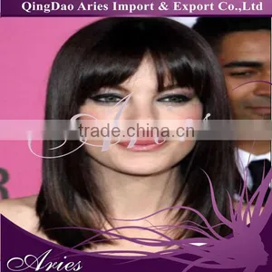 Mongolian Human Hair Glueless Full Lace Wig With Bangs thumbnail-1