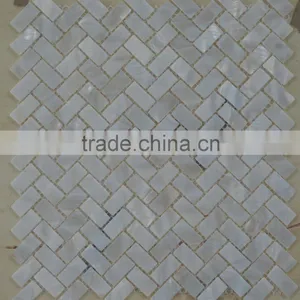 Herringbone Pattern Convex Freshwater Shell Mosaic With Joints thumbnail-1