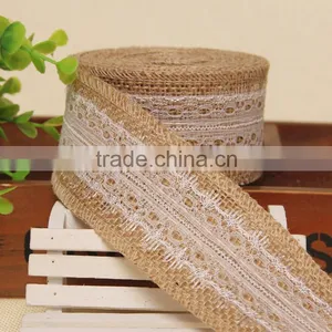 Vintage Burlap Lace Tirm,rustic Jute Trims,wired Burlap Ribbon for Wedding Decoration Quality Choice thumbnail-2