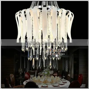Free Shipping Modern White Crystal Ceiling Light Fixture Crystal Hanging Light Glass Suspension Drop Lamp thumbnail-1