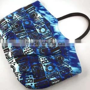 WLCH-2 (2) 100%Cotton Canvas Blue Tribal Printed Designer Handbag thumbnail-1