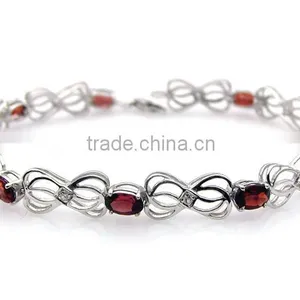 Garnet Gem & .925 Sterling Silver Bracelet Necklace Earring Jewelry Wholesale thumbnail-1