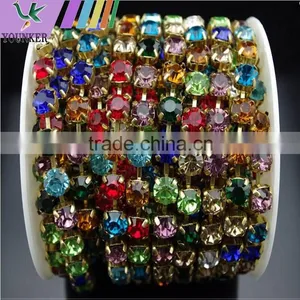 15 FEET 5Yard SS12 3mm Purple Crystal Silver Plated Rhinestone Chain Trims Cup Chain Wedding Garments Decoration YSCHC1027 thumbnail-5
