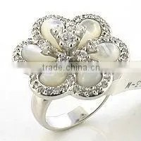 925 Silver Women Cat Eye Flower Ring thumbnail-1