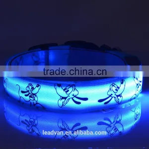 Blue Light Pet Shop Supplies Pug Pattern Pluto 2.5 CM Dual Side Light Collar For Dog thumbnail-1