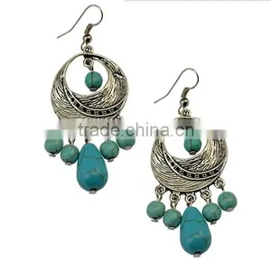 New Design Bohemia Jewelry Drop Pendant Vintage Turquoise Earrings For Women thumbnail-5