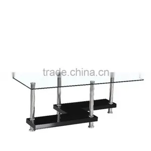 New Design Wooden Shelf Glass Top Coffee Table thumbnail-1