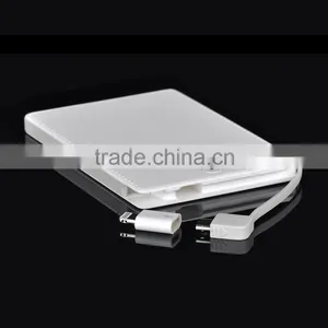 New Products for 2016 Credit Card Size Power Bank 3000mAh, External Credit Card Powerbank With Built in Cable thumbnail-6