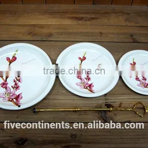 New Decal 3 Tiers Fruit Plates Set With Stand thumbnail-1