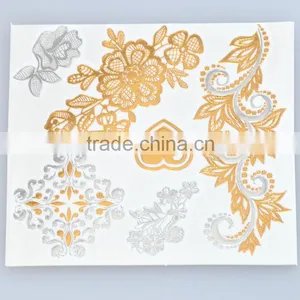 Wholesale Shiny Foil Temporary Tattoos Flash Gold Body Art Tattoos Water Transfer Fake Jewelry Tattoos Factory thumbnail-4