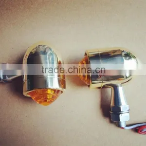 MOTORCYCLE MARKER/ TURN SIGNALS BRASS BLACK LIGHTS LED thumbnail-3