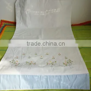 Colorful Flowers and Stems Embroidered Hemstitched Pillowcovers thumbnail-1