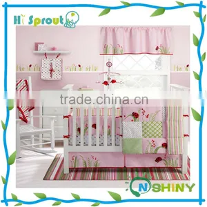 100% Cotton Nice Ladybug Embroidery Baby Bedding Set thumbnail-1