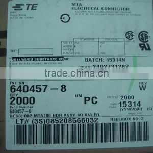 2.54mm Pitch PCB Wire to Board Connector TE 8P MAT100 HDR ASSY SQ Connector 640457-8 Right Angle Header 8 Pin Through Hole thumbnail-1