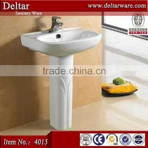 Solid Surface Porta Pedestal Wash Basin ,Bathroom Ceramic Vanity Pedestal Basin thumbnail-3