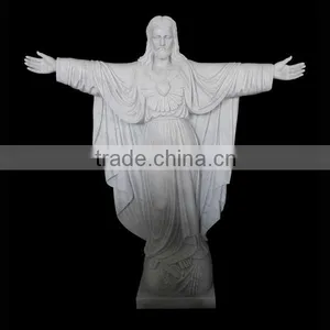Hand Carved White Marble Jesus Statue thumbnail-1