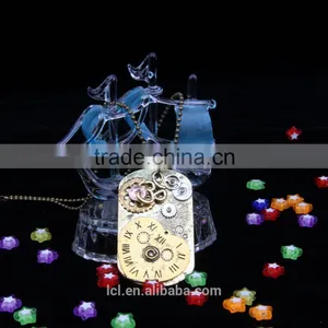 2015 Yiwu Fashion Imitation Jewelry Hot Sale Steampunk Necklace Dog Tag Gear Steam Watch Pendant Cameo Statement Necklace thumbnail-3