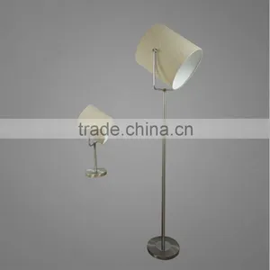 Satin Nickel Finish Metal Base And Stem With Fabric Lampshade Table Lamp And Floor Lamp The Lampshade Angle Adjustable thumbnail-1