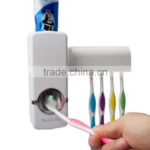 Hands Free Toothpaste Dispenser Automatic Toothpaste Squeezer And Toilet Brush/Toothbrush Holder Set thumbnail-1