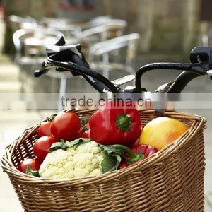 WICKER BICYCLE BASKET WITH LEATHER STRAPS BIKE / CYCLE SHOPPING thumbnail-1