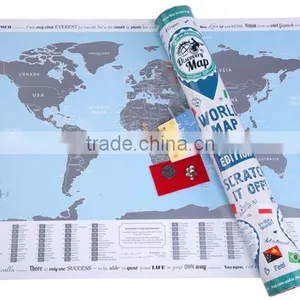 New World Map With Scratch off Flags Edition Tube Packaging Scratch Travel World Map AMA-13 thumbnail-6