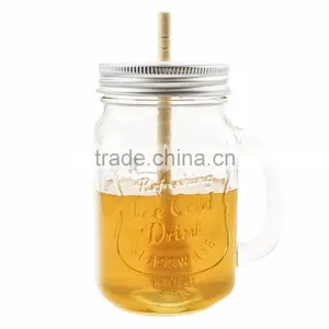 Haonai Wholesale Glass Honey Mason Jar With Handle thumbnail-1