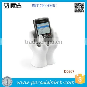 White Hand Shape Office Decoraion Ceramic Cell Phone Holder thumbnail-1