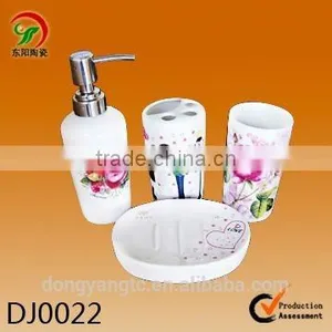 4psc White Custom Design Ceramic Bath Set, Bathroom Accessory Sanitary Set thumbnail-5