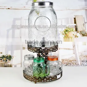 Glass Jar With Tap With Metal Stand thumbnail-1