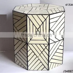 Black and White Resin Hexagon Stool Also Available in Other Mosaics thumbnail-1
