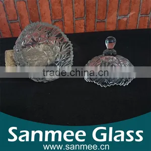 Manufacture Quality Glass Bowl Glass Sugar Bowl With Lid thumbnail-3