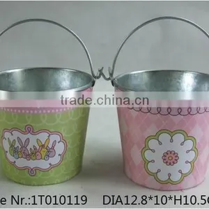 Seasonal Tin Printed Small Galvanized Buckets thumbnail-1