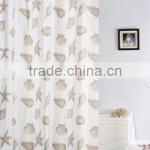 PEVA Bathroom Shower Curtain Liner With Hooks Clear With Sea Elements thumbnail-1