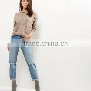 Crop Hoodies Women Simple Long Sleeves Grey Brushed Marl Cropped Top Hoodie thumbnail-4