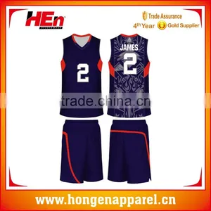 Hongen Apparel Wholesale New Model Cheap Sublimated Youth Basketball Set thumbnail-1