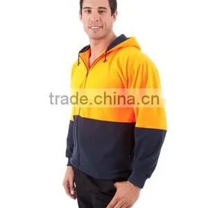 Orange/Navy Safety Jacket Full Zip Polar Fleece Hi Vis Hoodies thumbnail-4