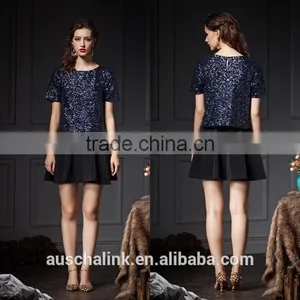 Latest Design Summer Hot Sequin Lady Office t Shirt Low Price thumbnail-6